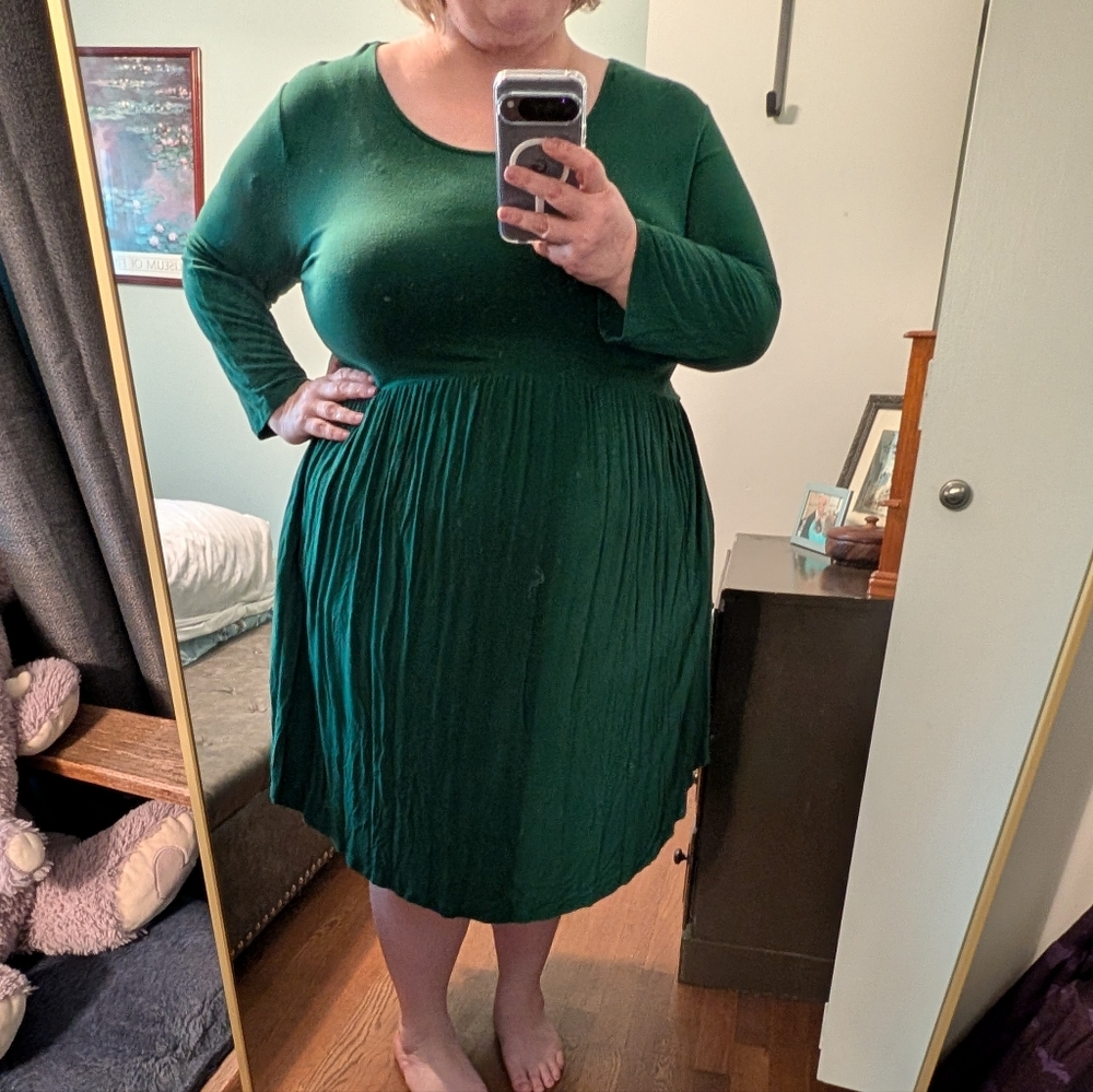 Chic Long Sleeve Green Dress